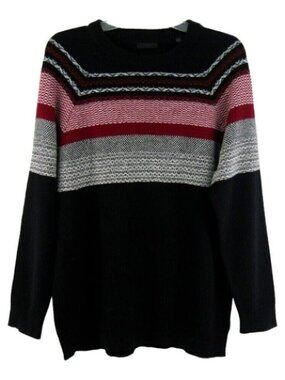 ATM Anthony Thomas Melillo Black Red White Stripe Wool Blend Sweater Size M